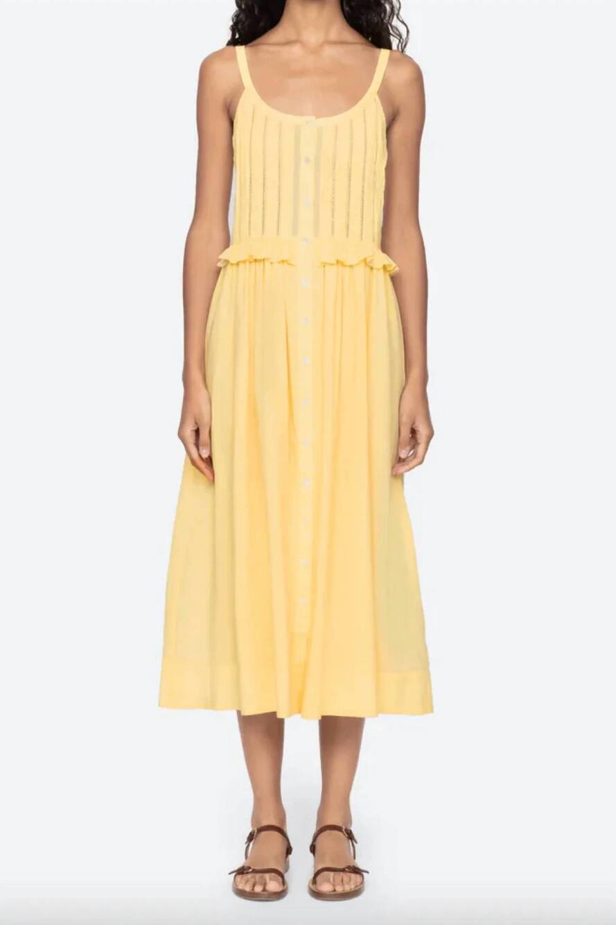 NEW SEA alberte solid tank dress in yellow